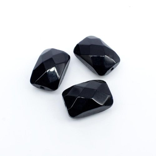 Glass Facet Rectangle Beads 12x8mm 30pcs Black for jewellery making