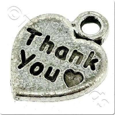 Tibetan Silver Charm - Thank You Heart 8pcs
