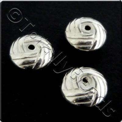 Metalised Acrylic Bead Hatch Rondelle 10x5mm - Ant. Silver 60pcs