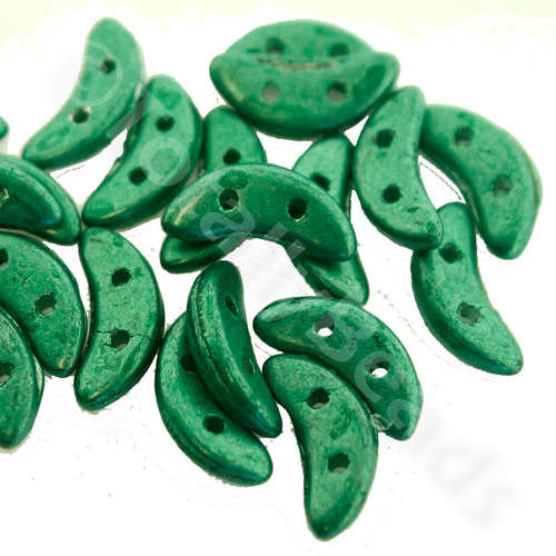 10mm Czech glass glass beads saturated metallic emerald green — pack of 7, high-quality two-hole beads ideal for jewelry making, bead wea…