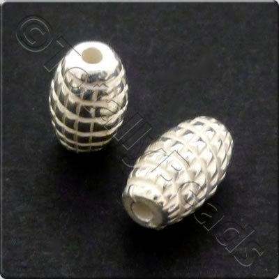 Metalised Acrylic Bead Corn Rice 9.5x6mm - Silver 80pcs