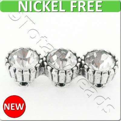 Antique Silver Metal Connector - Crystal Bar 27mm 2pcs