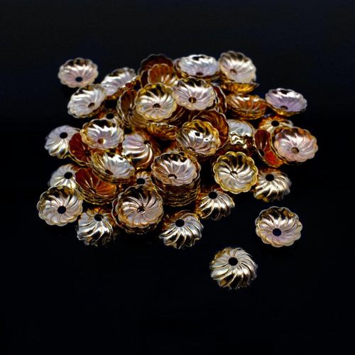 Iron Beadcap 7mm Swirl Petel Champagne 150pcs for jewellery making