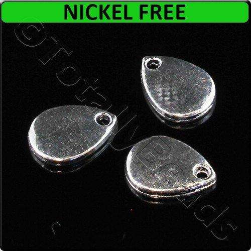 Silver Metal Charm Tag Drop 11x8mm 20pcs