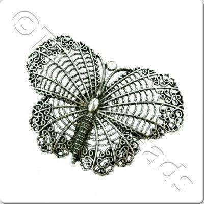 Tibetan Silver Pendant - Large Butterfly