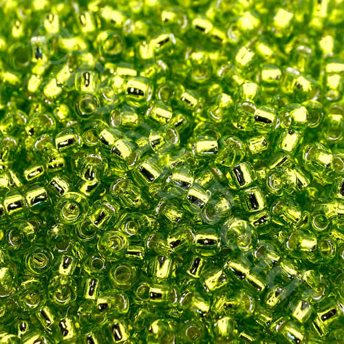 Toho Size 8 Seed Beads 10g - Silver Lined Lime Green
