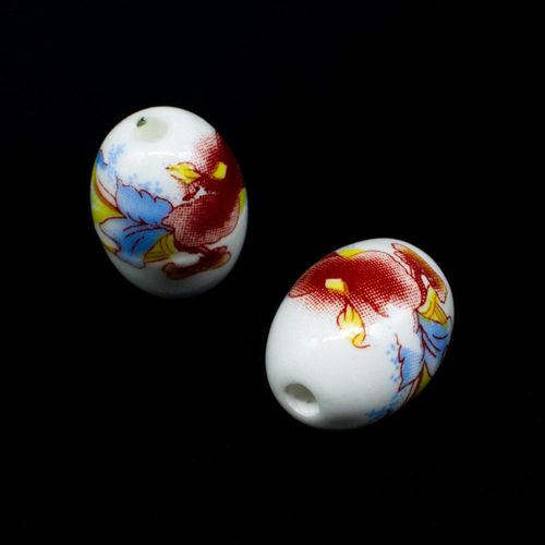 Porcelain Handmade 18mm Oval Bead Hickory Flower for jewellery making