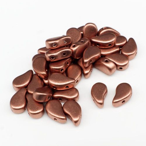 8x5mm 10g Czech glass Rulla beads cry. bronze copper — two-hole beads for jewelry making and bead weaving
