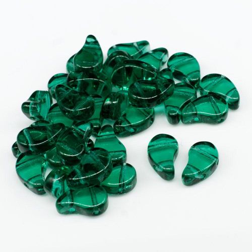 8x5mm 10g Czech glass Rulla beads emerald — two-hole beads for jewelry making and bead weaving
