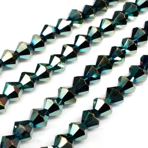 6mm crystal bicone beads green iris — faceted for jewelry making and beadwork