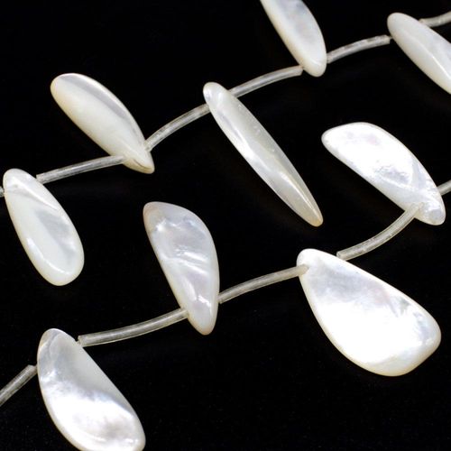 Mother of Pearl Nugget Drop Beads 10x20 25mm White 15" string for jewellery making