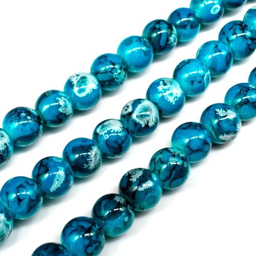 Ancient Marble Glass Beads Round 8mm Turquoise for jewellery making