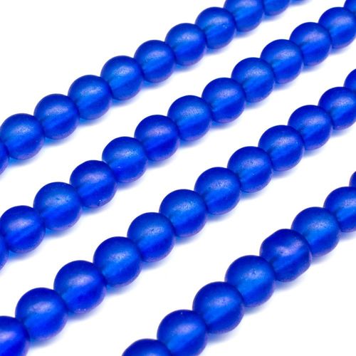 Glass Frosted Beads 6mm Round Royal Blue for jewellery making