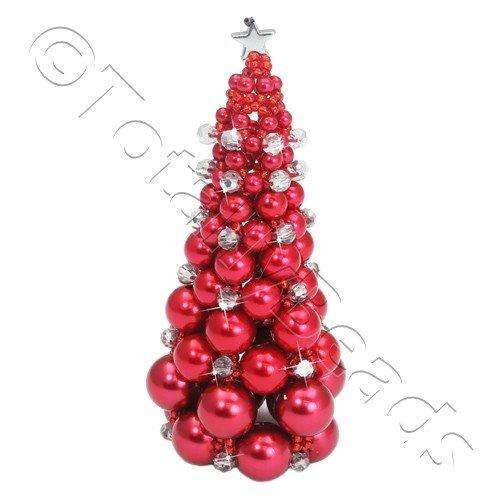 Christmas Tree Kit red jewelry making kit — DIY set with beads and instructions for creating handmade jewelry