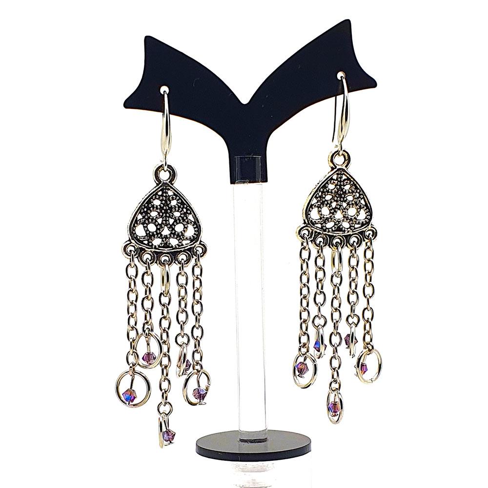 Elena Earrings 3 Pairs purple ab earring making kit — DIY set with beads and instructions for creating handmade jewelry