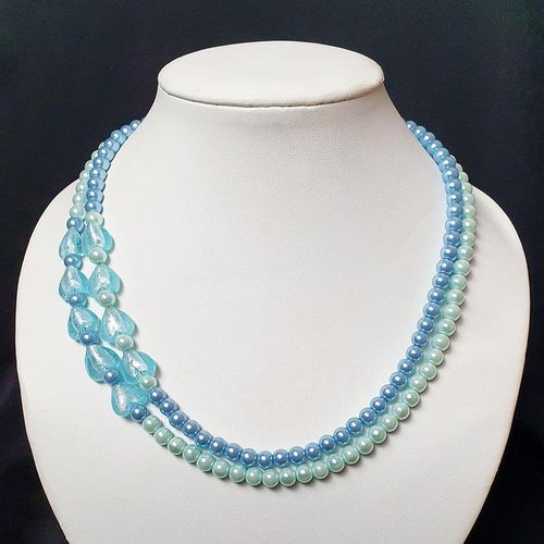 Sweetheart Silver Foil Necklace aqua necklace making kit — DIY set with beads and instructions for creating handmade jewelry