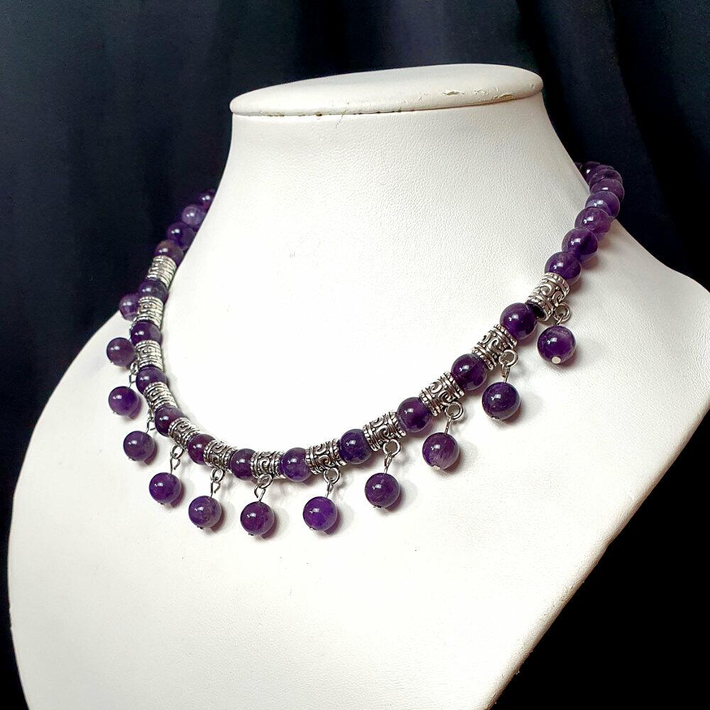 Gemstone Hanger Necklace amethyst necklace making kit — DIY set with beads and instructions for creating handmade jewelry