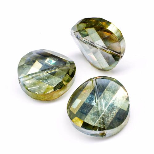 18mm crystal beads olive garden, pack of 6 — faceted for jewelry making and beadwork