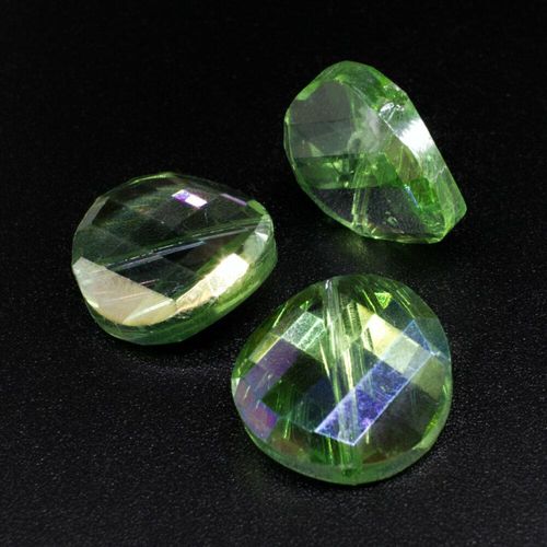 18mm crystal beads lime ab, pack of 6 — AB finish, faceted for jewelry making and beadwork