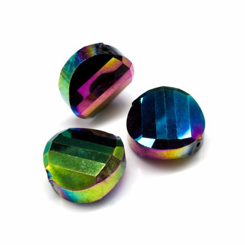 14mm crystal beads rainbow plate, pack of 8 — faceted for jewelry making and beadwork