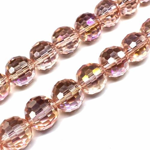 14mm crystal beads pink rainbow, pack of 20 — faceted for jewelry making and beadwork