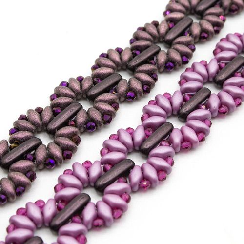 Marguerite Bracelet Makes 2 metallic suede plum bracelet making kit — DIY set with beads and instructions for creating handmade jewelry