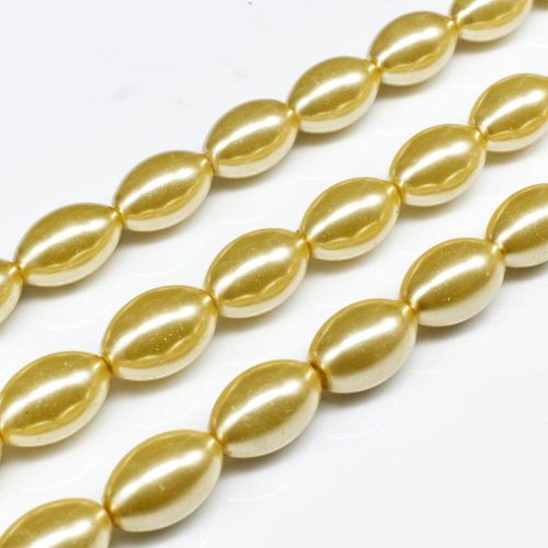 Glass Pearl Oval Beads 14x9mm Golden Yellow for jewellery making