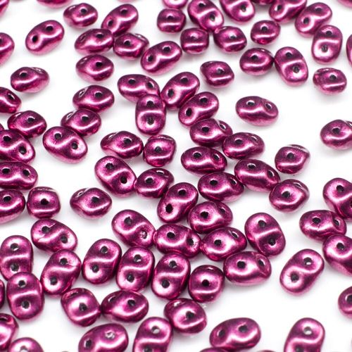 10g Czech glass Rulla beads suede gold fuchsia red — two-hole beads for jewelry making and bead weaving
