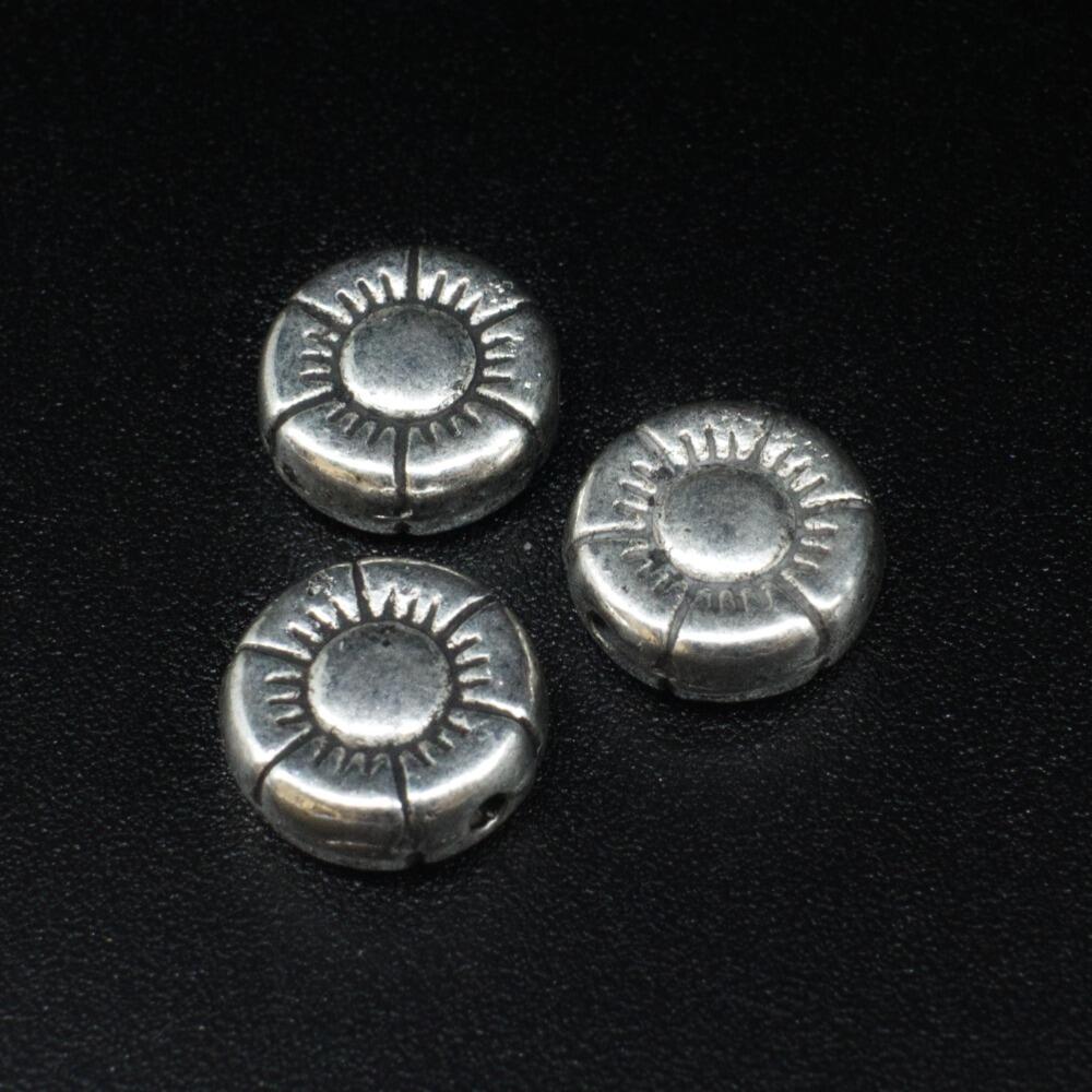 Metal Bead Flower Disc 10mm 14pcs Antique Silver for jewellery making