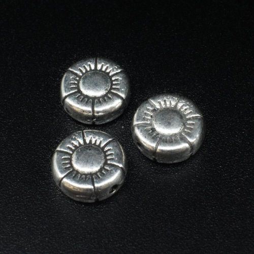 Metal Bead Flower Disc 10mm 14pcs Antique Silver for jewellery making