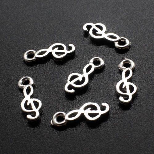 Antique Silver Metal Charm Musical Clef 13mm 20pcs for jewellery making