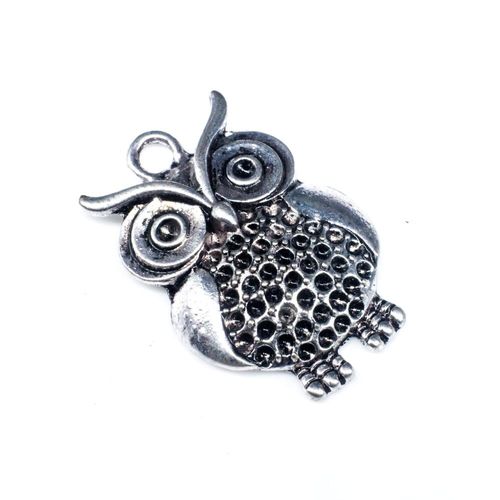 Antique Silver Metal Charm Owl 42mm 2pcs for jewellery making
