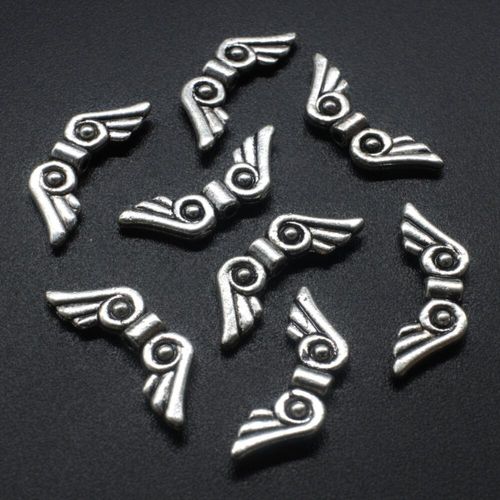 Metal Wing Beads 21mm 10pcs Antique Silver for jewellery making