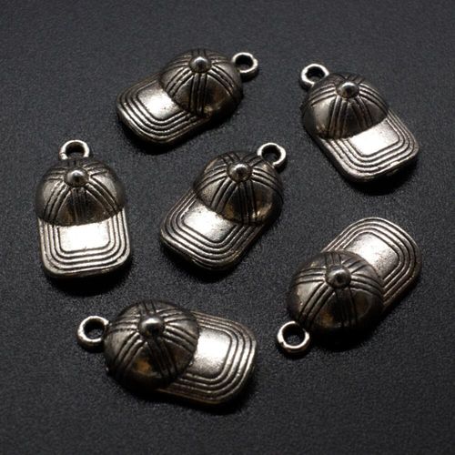Antique Silver Metal Charm Cap 19mm 8pcs for jewellery making