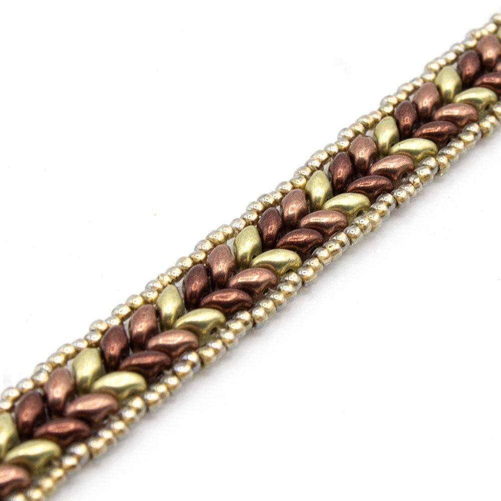 Hannah SuperDuo Bracelet ash gold bracelet making kit — DIY set with beads and instructions for creating handmade jewelry