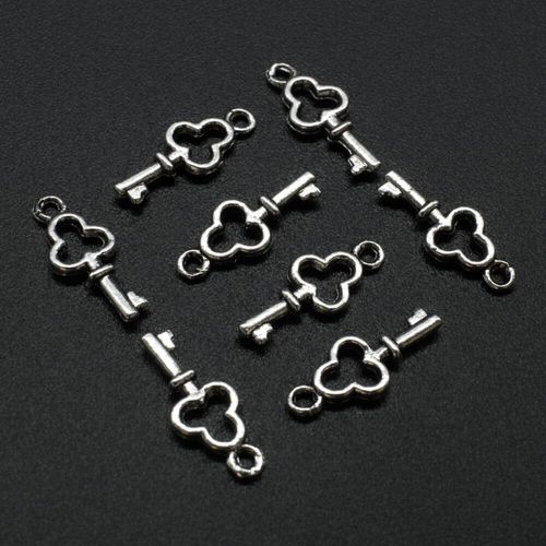 Antique Silver Metal Charm Key 16mm 20pcs for jewellery making
