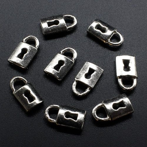Antique Silver Metal Charm Padlock 14mm 12pcs for jewellery making
