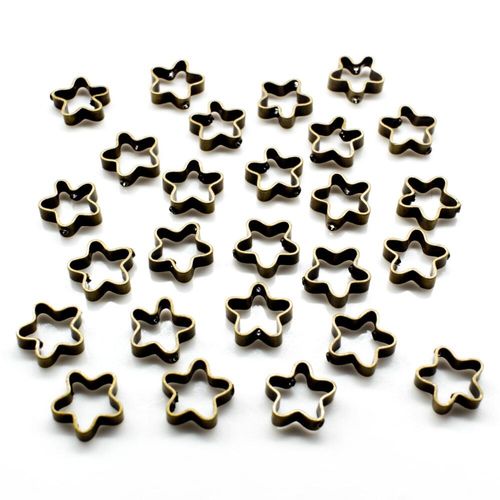 Antique Bronze Metal Bead Frame Star 9mm 30pcs for jewellery making