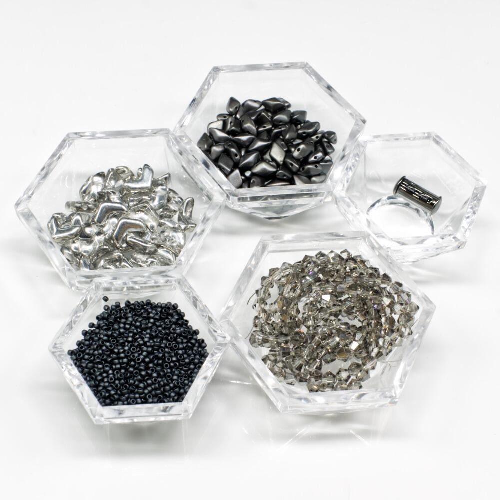 Vee Bead Bracelet gun metal silver bracelet making kit — DIY set with beads and instructions for creating handmade jewelry