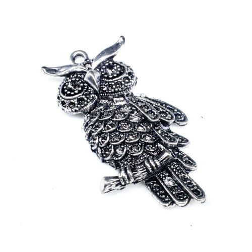 Antique Silver Metal Charm Owl 45mm 1pcs for jewellery making