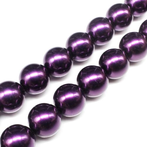 Glass Pearl Round Beads 14mm Dark Mulberry for jewellery making