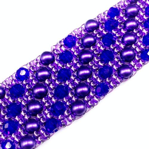Dahlia Bracelet Makes 3 purple bracelet making kit — DIY set with beads and instructions for creating handmade jewelry