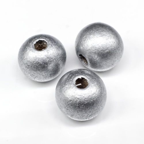 Wooden Bead Round 20mm Silver 8pcs for jewellery making