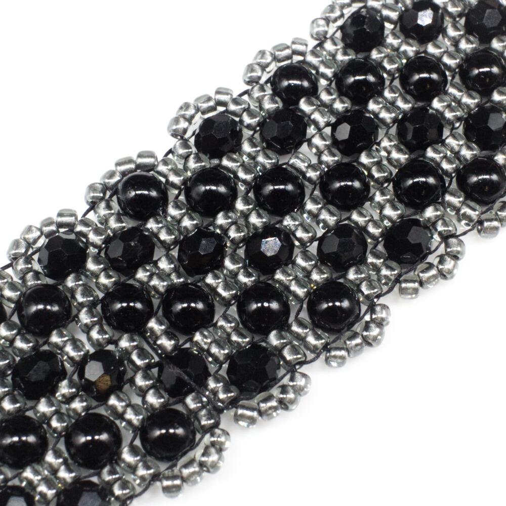 Dahlia Bracelet Makes 3 black bracelet making kit — DIY set with beads and instructions for creating handmade jewelry