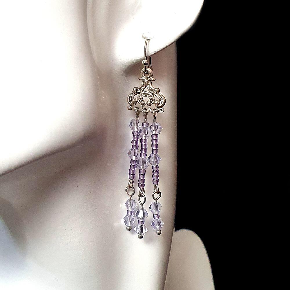 Amanda Crystal Earrings 4 Pairs tanzanite earring making kit — DIY set with beads and instructions for creating handmade jewelry