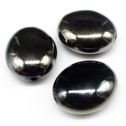 Acrylic Shadow Oval Beads 23mm 8pcs Charcoal for jewellery making