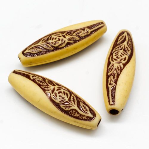 Acrylic Imatation Bone Oval Beads 33mm 12pcs Cream for jewellery making
