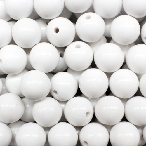 Acrylic Opaque Beads Round 11mm 25pcs White for jewellery making