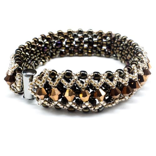 Crystal Lattice Bracelet crystal brown bracelet making kit — DIY set with beads and instructions for creating handmade jewelry