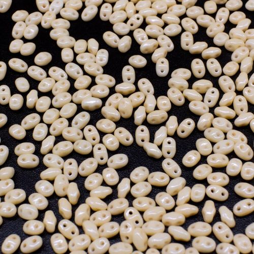 2x4mm 5g Czech glass Rulla beads luster opaque champagne — two-hole beads for jewelry making and bead weaving